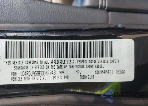 2015 Dodge Durango Sxt z USA, uszkodzony, nr VIN 1C4RDJAG9FC802048